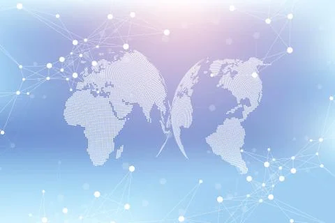 Technology abstract background with connected line and dots. Big data Illustrazione stock