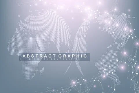 Technology abstract background with connected line and dots. Big data visuali Stock Illustration
