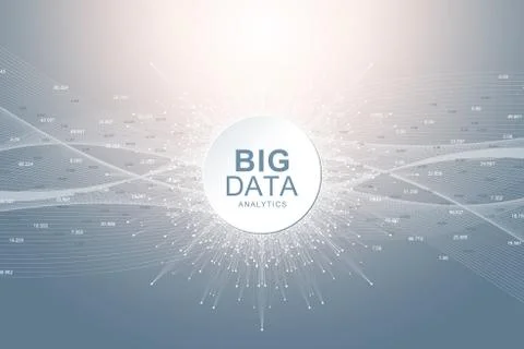 Technology abstract background with connected line and dots. Big data visuali Illustrazione stock