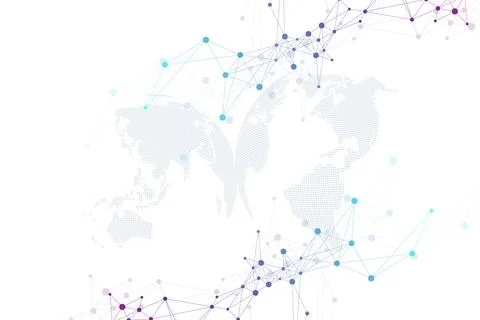 Technology abstract background with connected line and dots. Big data Stock Illustration