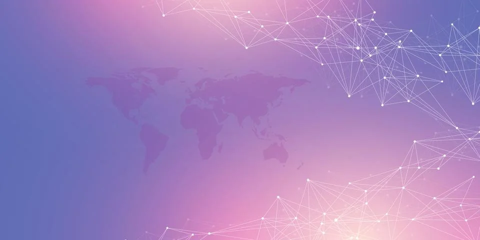 Technology abstract background with connected line and dots. Big data Stock Illustration