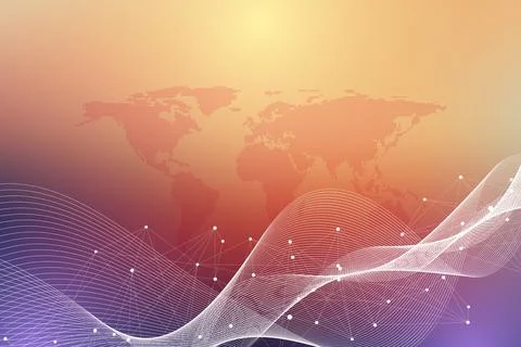 Technology abstract background with connected line and dots. Big data Stock Illustration