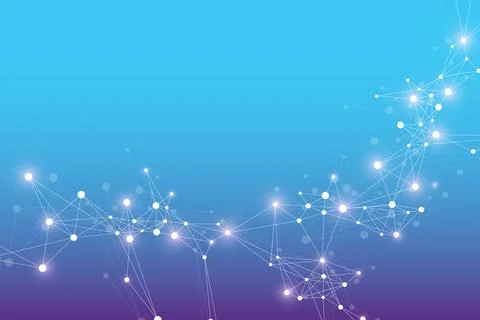 Technology abstract background with connected line and dots. Big data Stock Illustration