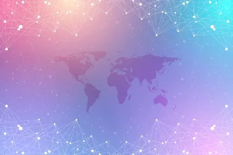 Technology abstract background with connected line and dots. Big data Stock Illustration