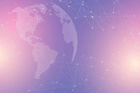 Technology abstract background with connected line and dots. Big data Stock Illustration