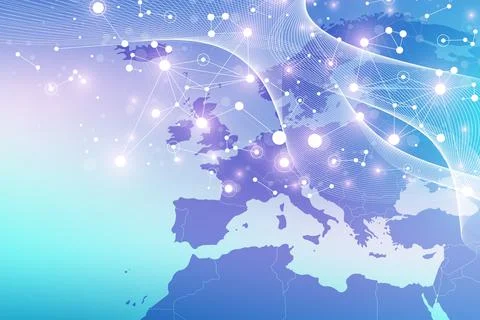 Technology abstract background with connected line and dots. Big data Illustrazione stock