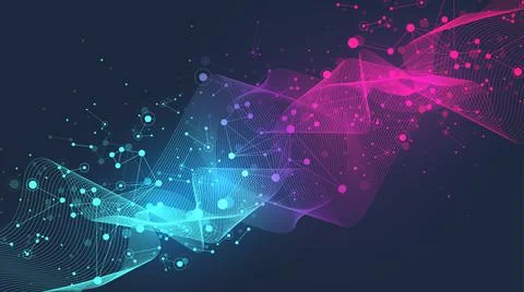 Technology abstract background with connected line and dots. Big data Stock Illustration