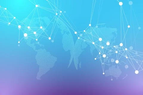 Technology abstract background with connected line and dots. Big data Stock Illustration