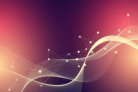 Technology abstract background with connected line and dots. Big data Stock Illustration