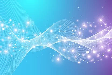 Technology abstract background with connected line and dots. Big data Stock Illustration