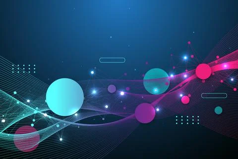 Technology abstract background with connected line and dots. Big data Stock Illustration