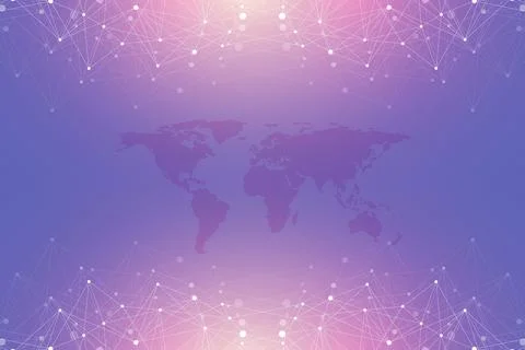 Technology abstract background with connected line and dots. Big data Stock Illustration