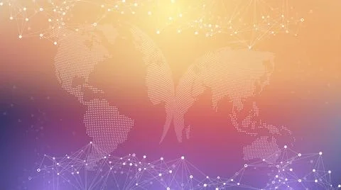 Technology abstract background with connected line and dots. Big data Illustrazione stock