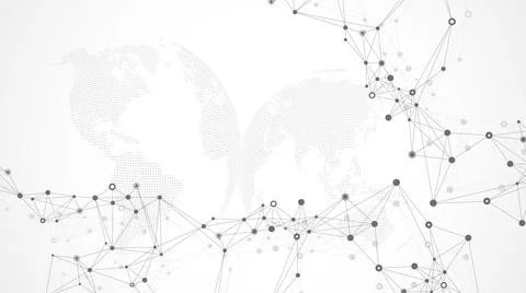 Technology abstract background with connected line and dots. Big data Illustrazione stock