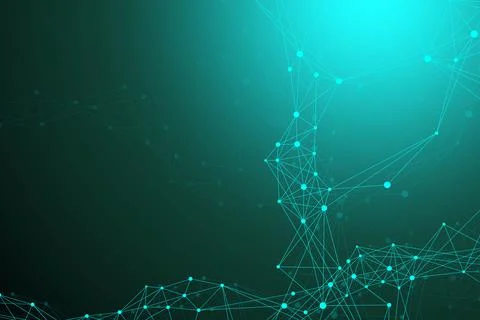 Technology abstract background with connected line and dots. Big data Stock Illustration