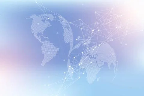 Technology abstract background with connected line and dots. Big data Stock Illustration