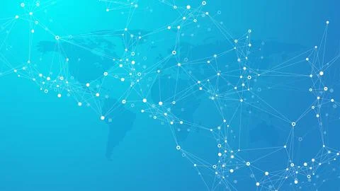 Technology abstract background with connected line and dots. Big data Stock Illustration