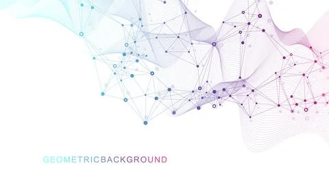 Technology abstract background with connected line and dots. Big data Stock Illustration