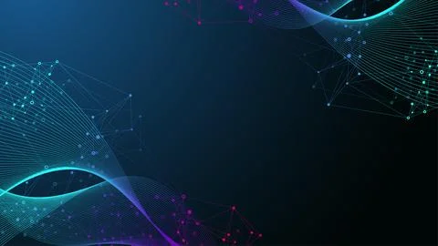 Technology abstract background with connected line and dots. Big data Stock Illustration