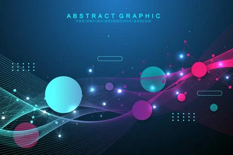 Technology abstract background with connected lines and dots. Big data Illustrazione stock