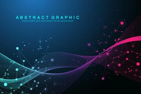 Technology abstract background with connected lines and dots. Big data Stock Illustration