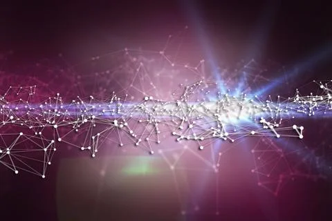 Technology abstract background with connection lines, big data with program c Stockfoto's