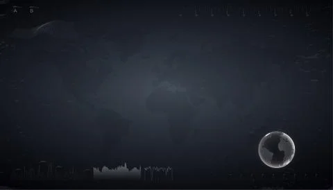 Technology abstract background. Dark sci fi futuristic user interface with world 스톡 일러스트