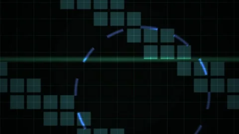 Technology Abstract Background with Dynamic Grid and Glowing Circle Motion .. Stock Footage 343768487
