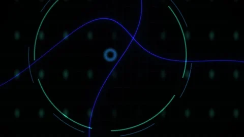 Technology Abstract Background with Glowing Blue and Green Lines Moving on .. Stock Footage 343768551