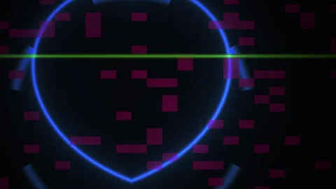 Technology Abstract Background with Glowing Blue Circle and Pink Pixel Bloc.. Stock Footage 343768552