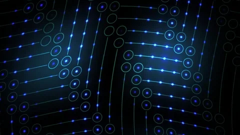 Technology Abstract Background with Glowing Blue Circuit Board Data Flow Stock Footage 343768939
