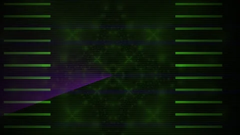 Technology Abstract Background with Green Bars and Purple Scanning Light Beam Stock Footage 343769033