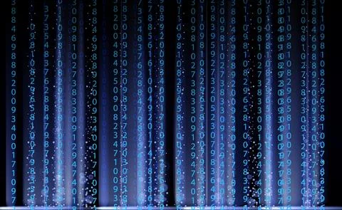 Technology abstract background, matrix style, blue color, falling numbers Illustrazione stock