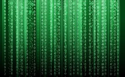 Technology abstract background, matrix style, green color, falling numbers Stock Illustration