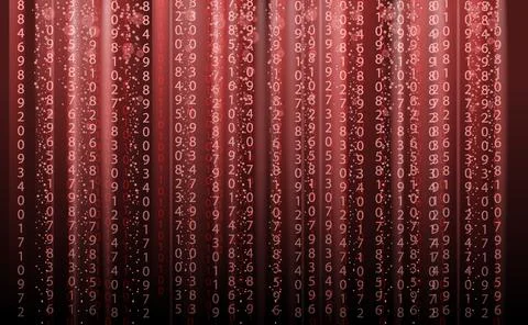 Technology abstract background, matrix style, red color, falling numbers Stock Illustration