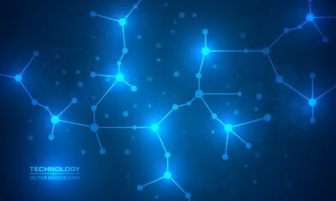 Technology abstract background with molecular structure atoms, dna or neurons Illustrazione stock