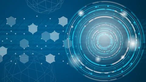 Technology abstract background vector. Blue futuristic tone theme. Illustrazione stock