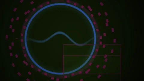 Technology Abstract Circle Animation with Glowing Blue Waveform and Orbitin.. Stock Footage 343768929