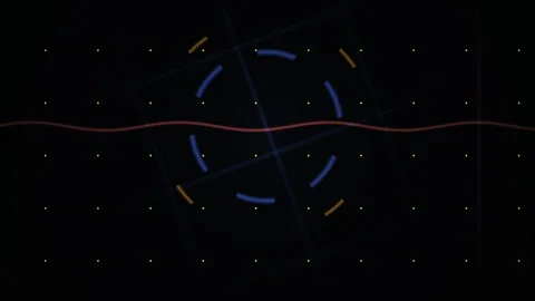 Technology Abstract Circle Interface with Red Line on Dark Grid Background Stock Footage 343768913