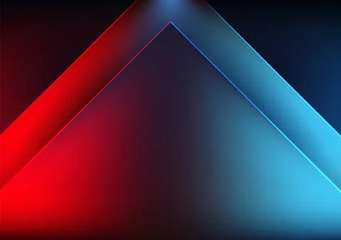 Technology Abstract Dark Background with Red and Blue Neon Triangles, Futur.. Illustrazione stock