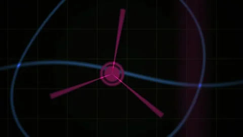 Technology Abstract Motion Graphic with Glowing Red Rotating Beams and Blue.. Stock Footage 343769329