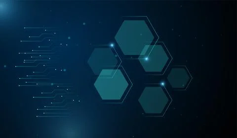 The technology Abstract polygons shape elegant blue light lines on dark bac.. Stock Illustration