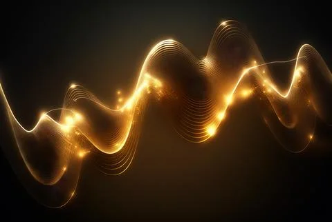 Technology abstract with shiny data wave flow. Science concept with glowing Stock Illustration