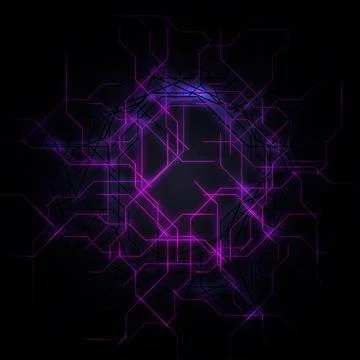 Technology abstract vector background with purple neon lines. Futuristic hi-tech Stock Illustration