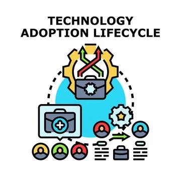 Technology adoption lifecycle managing business process development Stock Illustration