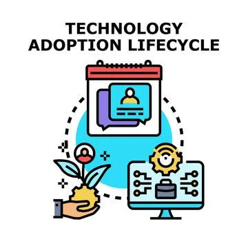 Technology adoption lifecycle process and concept development 스톡 일러스트