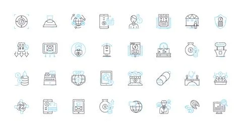 Technology advancement linear icons set. Innovation, Artificial intelligence Illustrazione stock