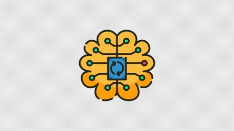 Technology ai brainshaped icon with a refresh symbol inside represents inno.. Stock Footage 314393537
