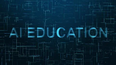 Technology AI Education text data line Stock Illustration