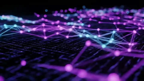 Technology AI Network Glowing Particle Lines Animated Background HD Stock Footage 313769169